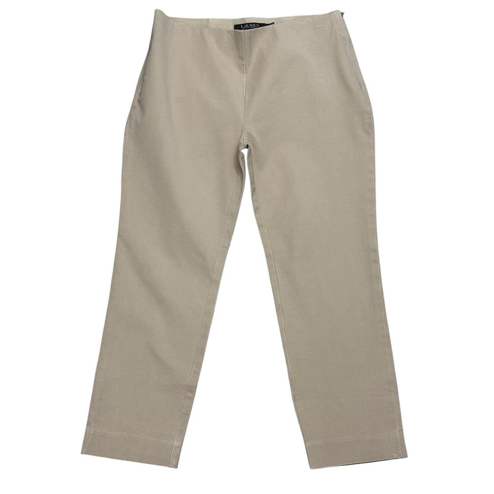 Lauren Ralph Lauren Side Zip Stretch Waist Pants Slacks Size 4 Petite Slim Fit